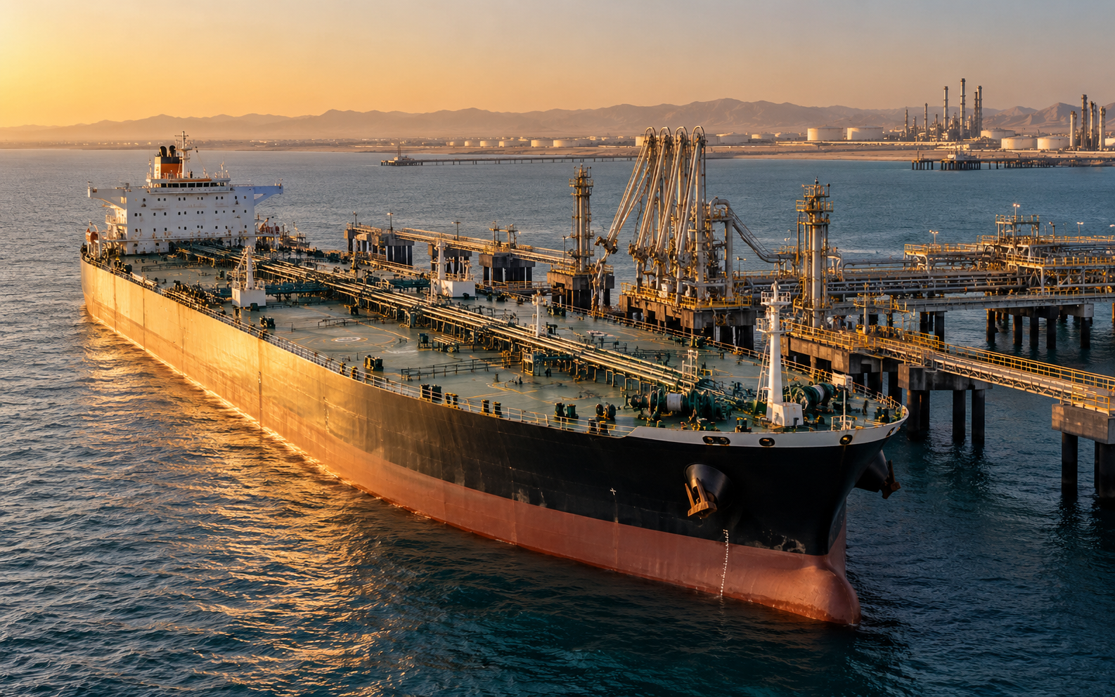 Petrolero en una terminal de exportación del Golfo